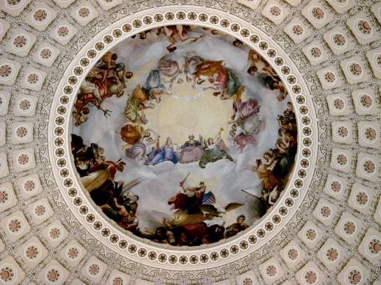 The Yod - Apotheosis of George Washington hidden in the high ceiling of the Rotunda Building since 1865 as their secret agenda of the rule of Antichrist (1 John 4:3 - 1 John 2:18) 